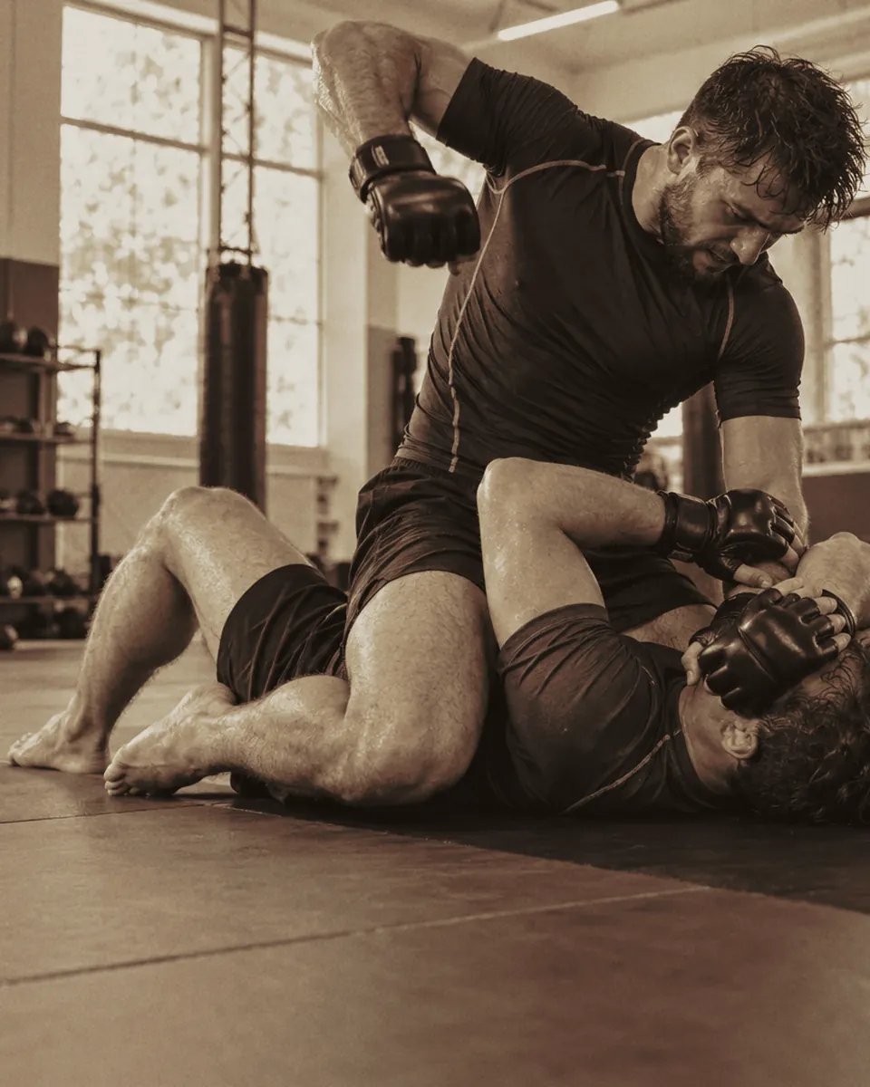 MMA-Sparring: Ground and Pound aus der Mount-Position (Symbolbild).
